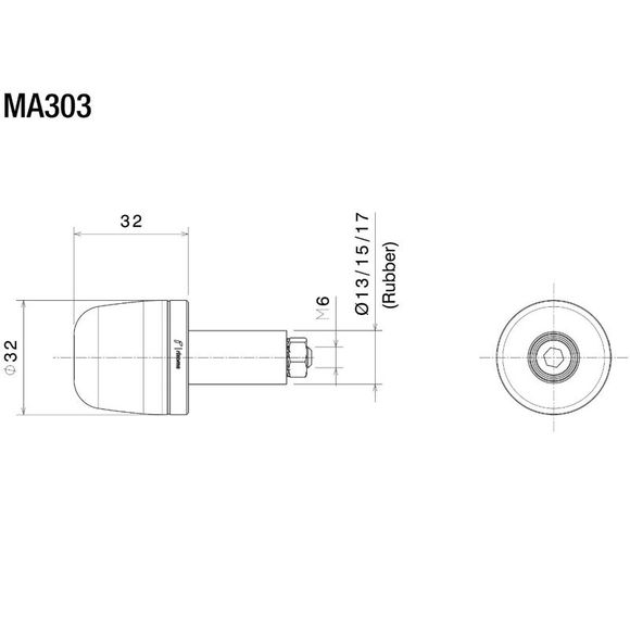 Rizoma handlebar ends opposite universal mirror - GrayRef: RZ0125