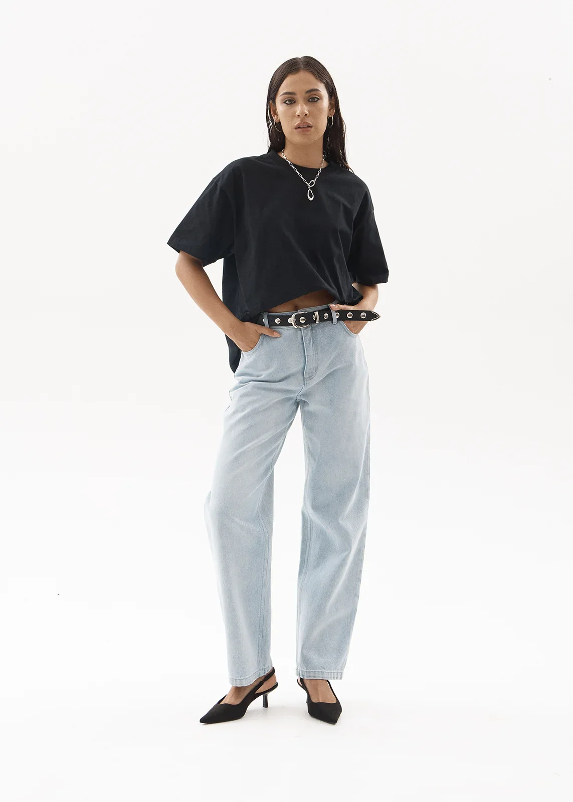 AFENDS Womens Leila - Straight Leg Jeans - Stone Blue