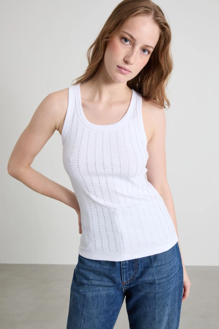Rhinestone tank top - WHITE
