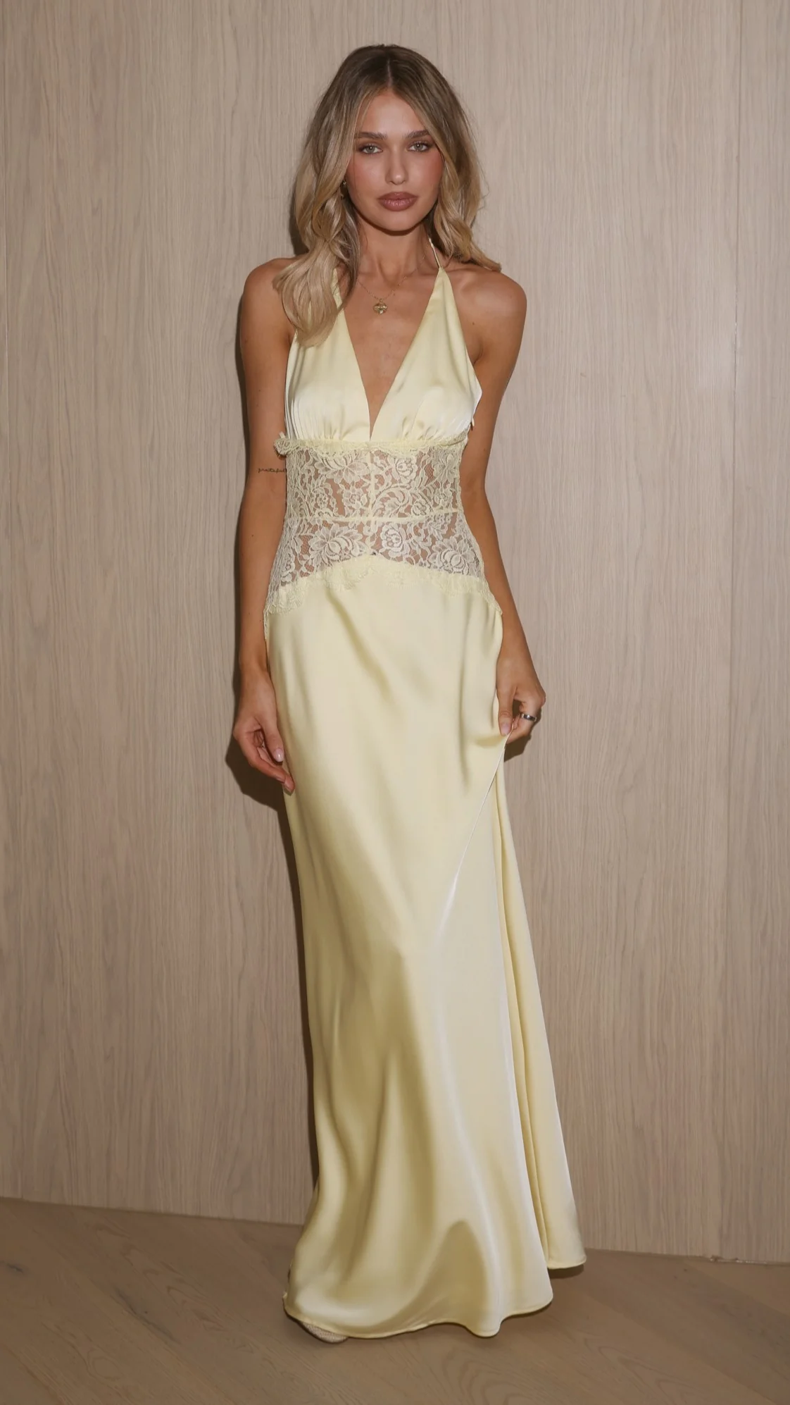 Celia Lace Maxi Dress - Yellow