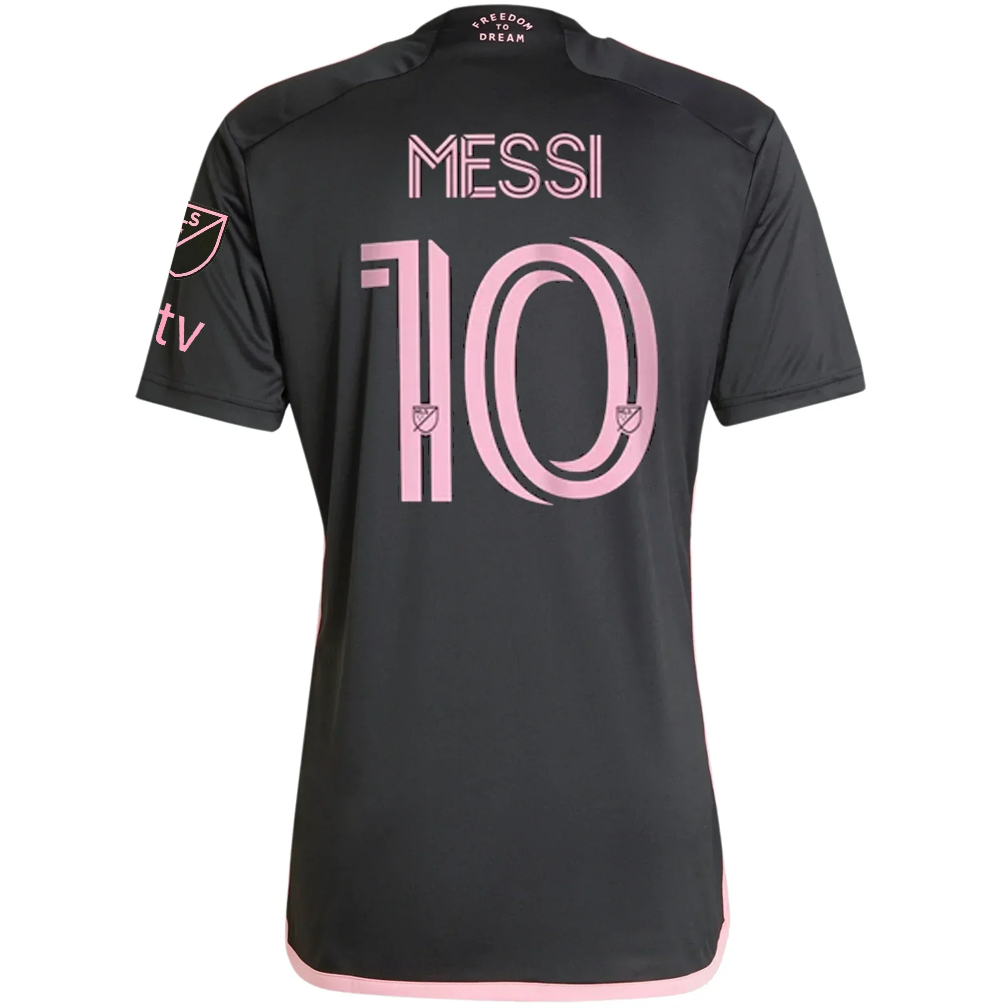 Inter Miami Lionel Messi Royal Caribbean Away Jersey w/ MLS + Apple TV Patches 23/24 (Black/Bliss Pink)