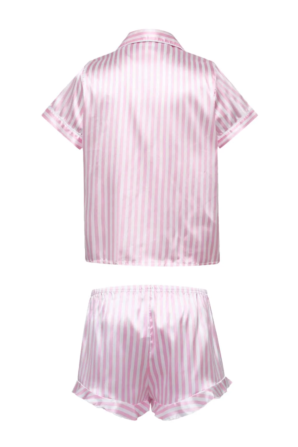 Pink Striped Short Sleeves Pajamas Set