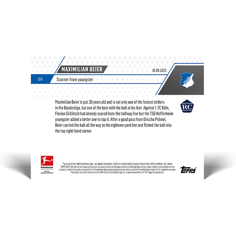 Topps UK - Maximilian Beier - Stunner from youngster - Bundesliga TOPPS NOW® Card #24
