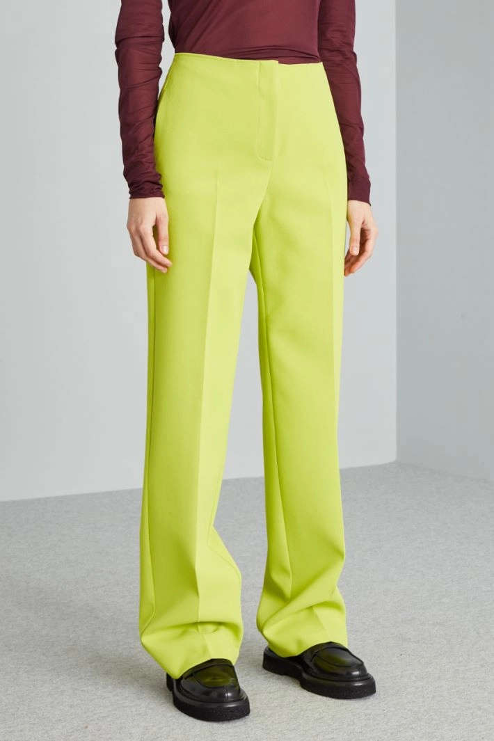 High waist cady trousers - LIME