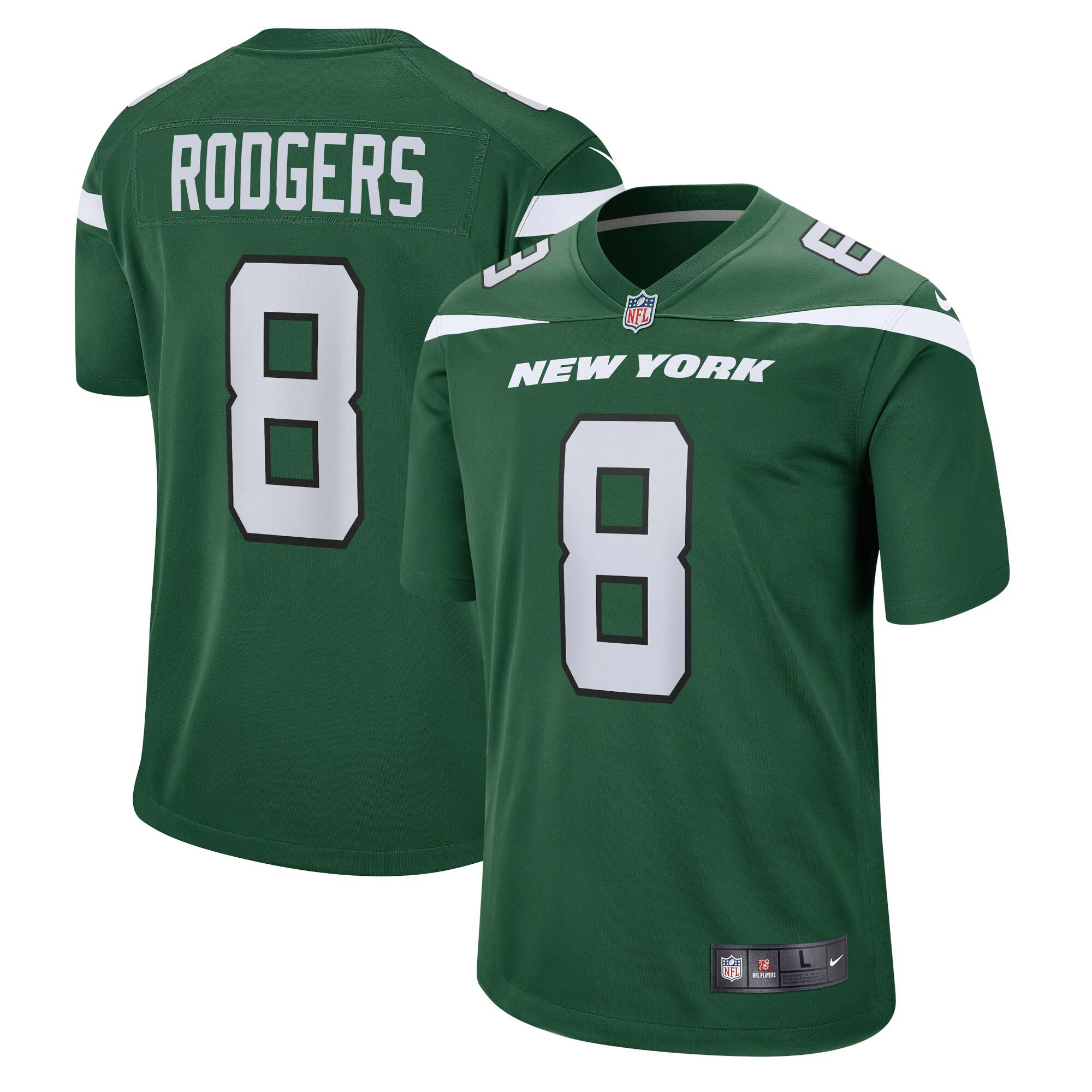 Aaron Rodgers #8 New York Jets Nike Game NFL Jersey Green
