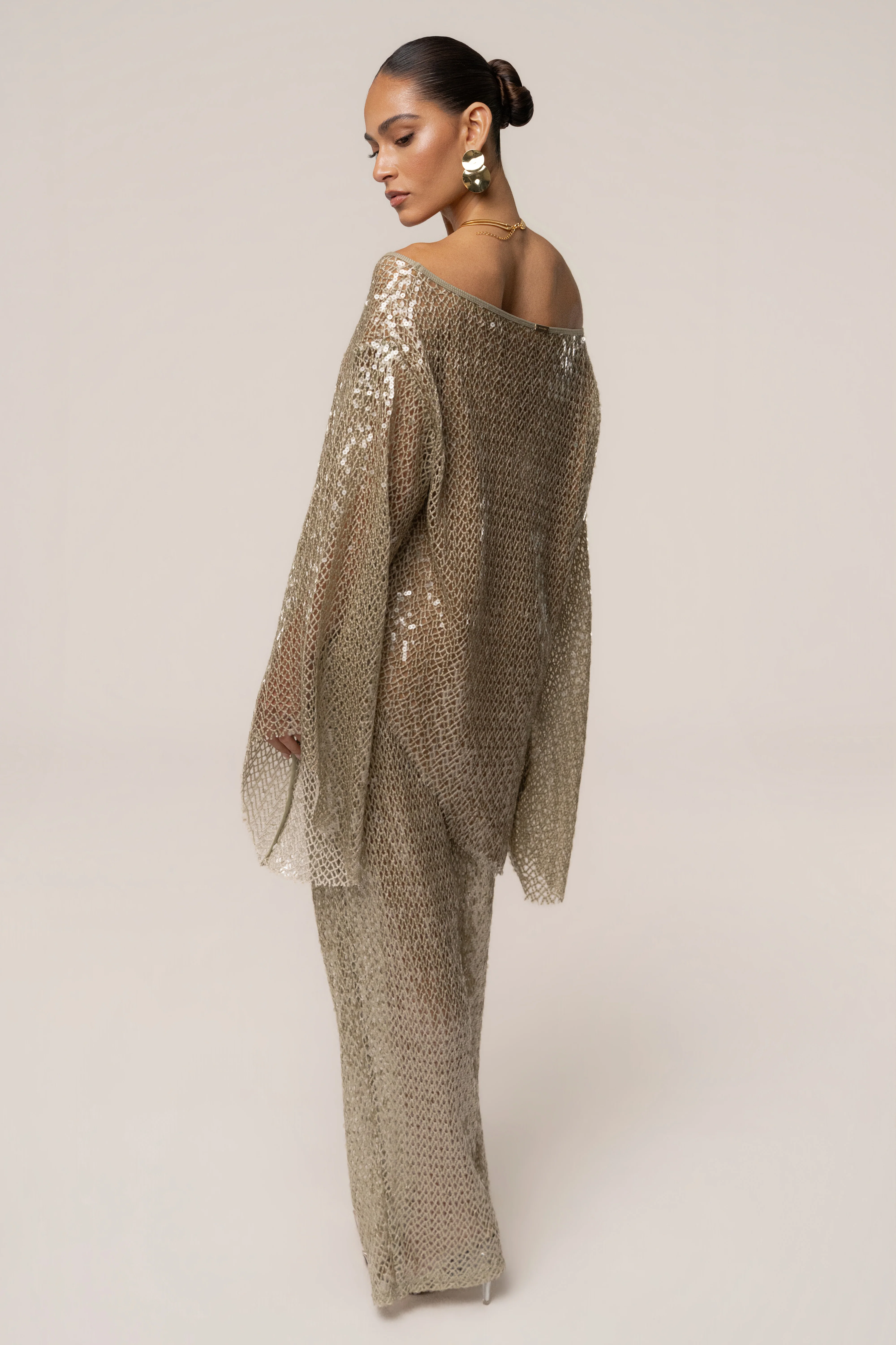 Sage Sheer Glow Sequin Top