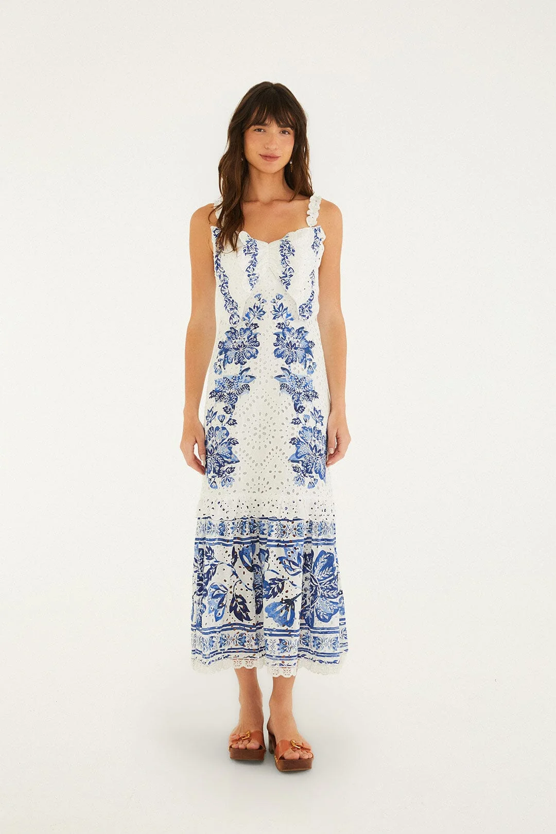 Off-White Beautiful Nature Eyelet Midi Dress