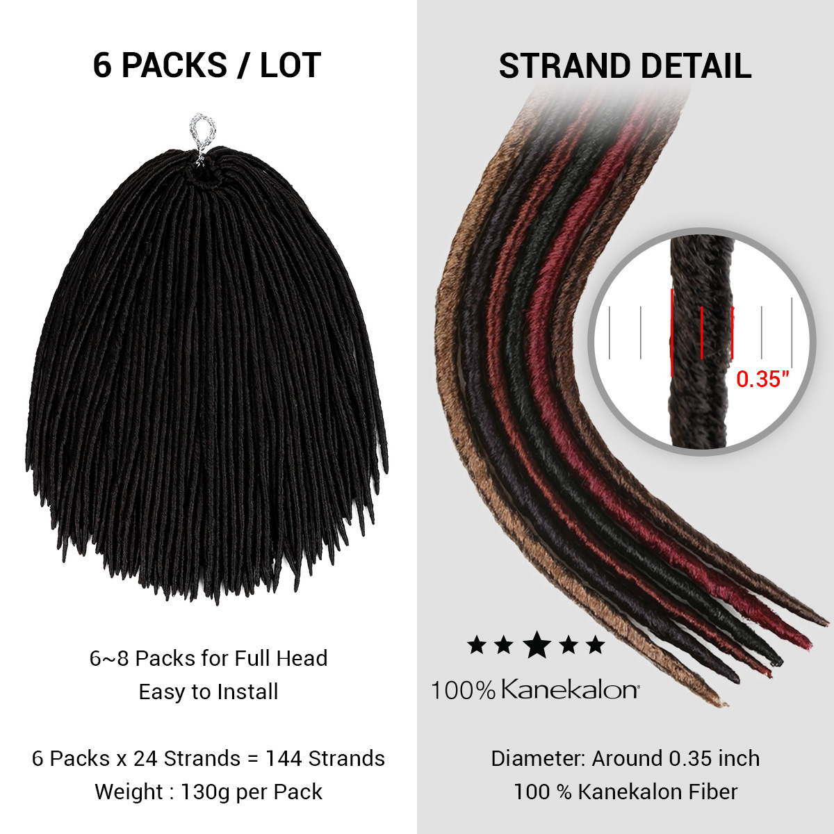 Authentic Synthetic Hair Crochet Braids 2X Faux Dread Locs 18