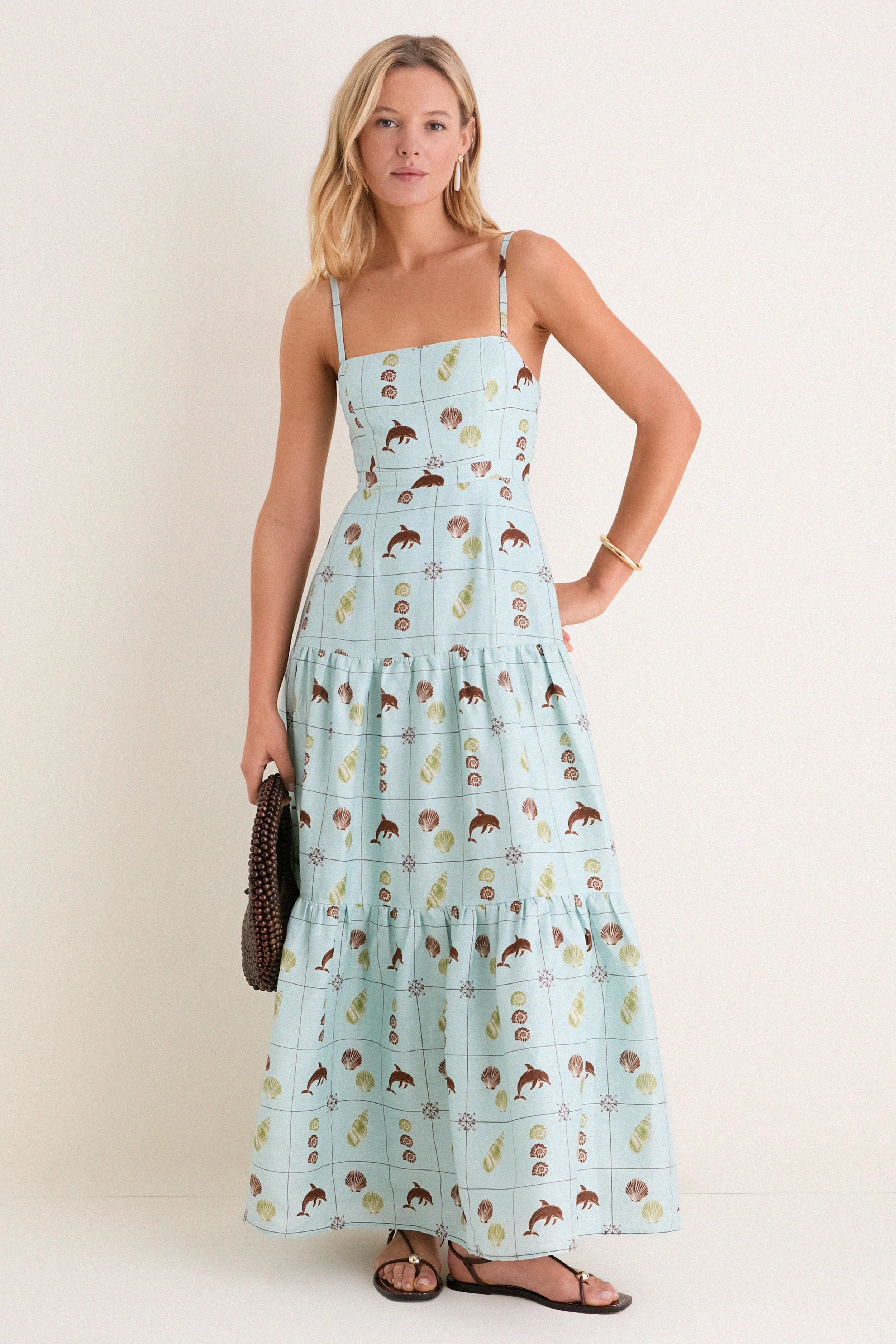 Seashell Tile Celine Maxi Dress