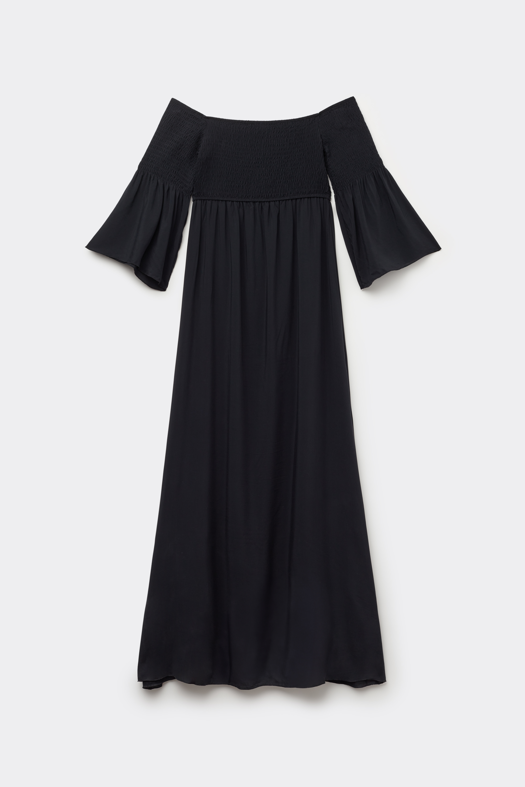 Long Stitched-Smock Off-The-Shoulder Dress