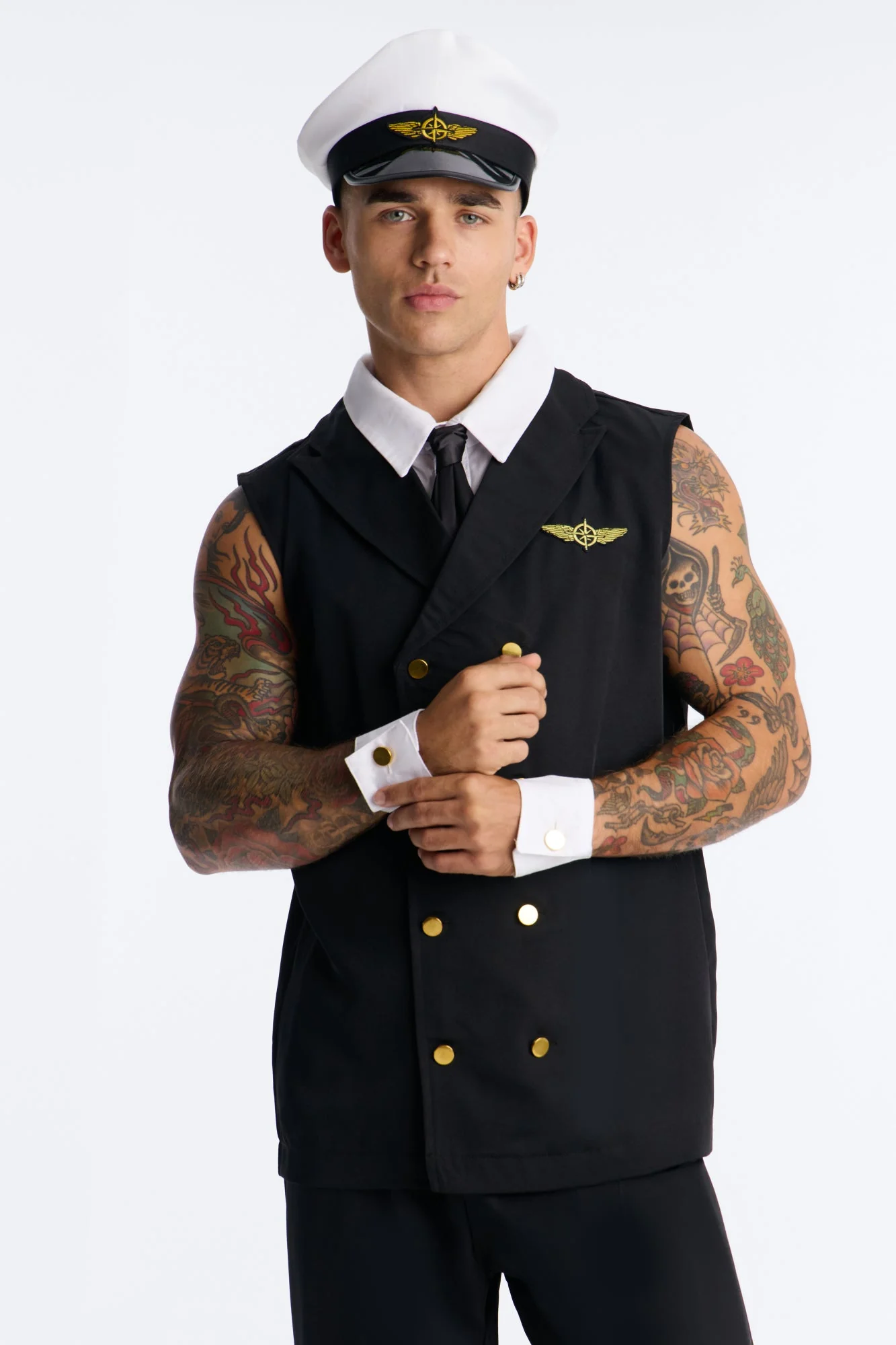 Airline Pilot 5 Piece Costume Set - Black/combo