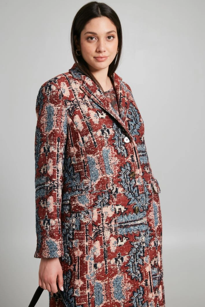 Jacquard coat - BORDEAUX BLU