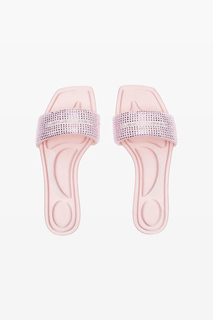 Black Satin & Crystal Hotfix Vy Sandals