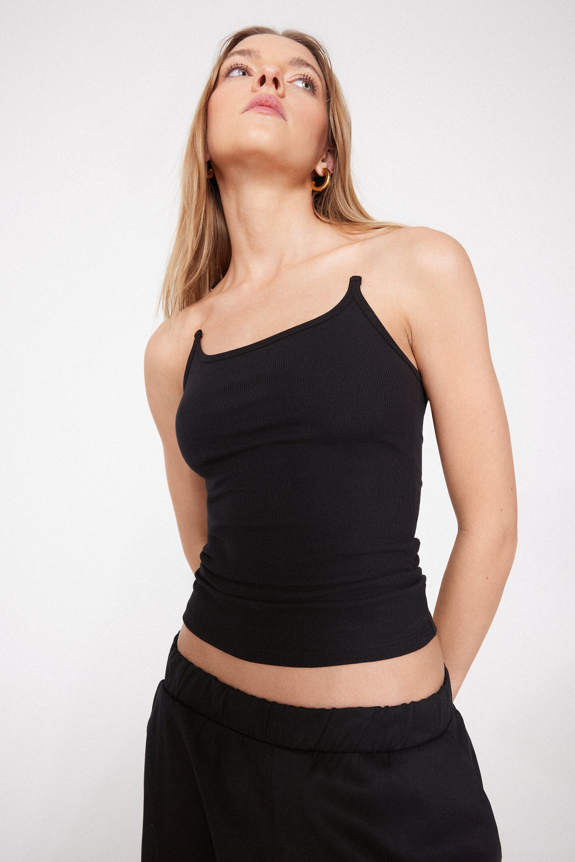 Ribbed Cotton Vest Top with Invisible Straps