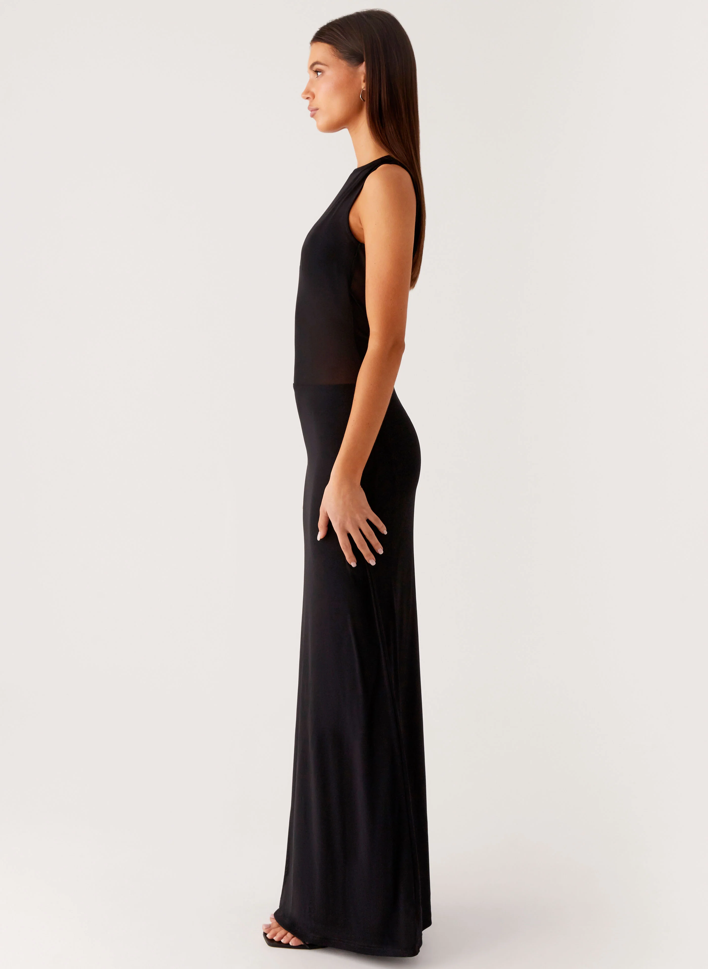 Lyria Mesh Maxi Dress - Black