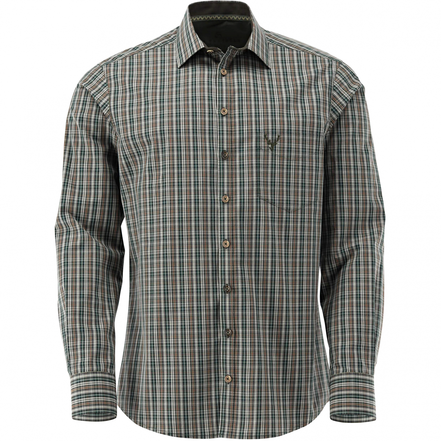 OS Trachten Shirt 1\/1 Sleeve Slim Fit Men (Olive)