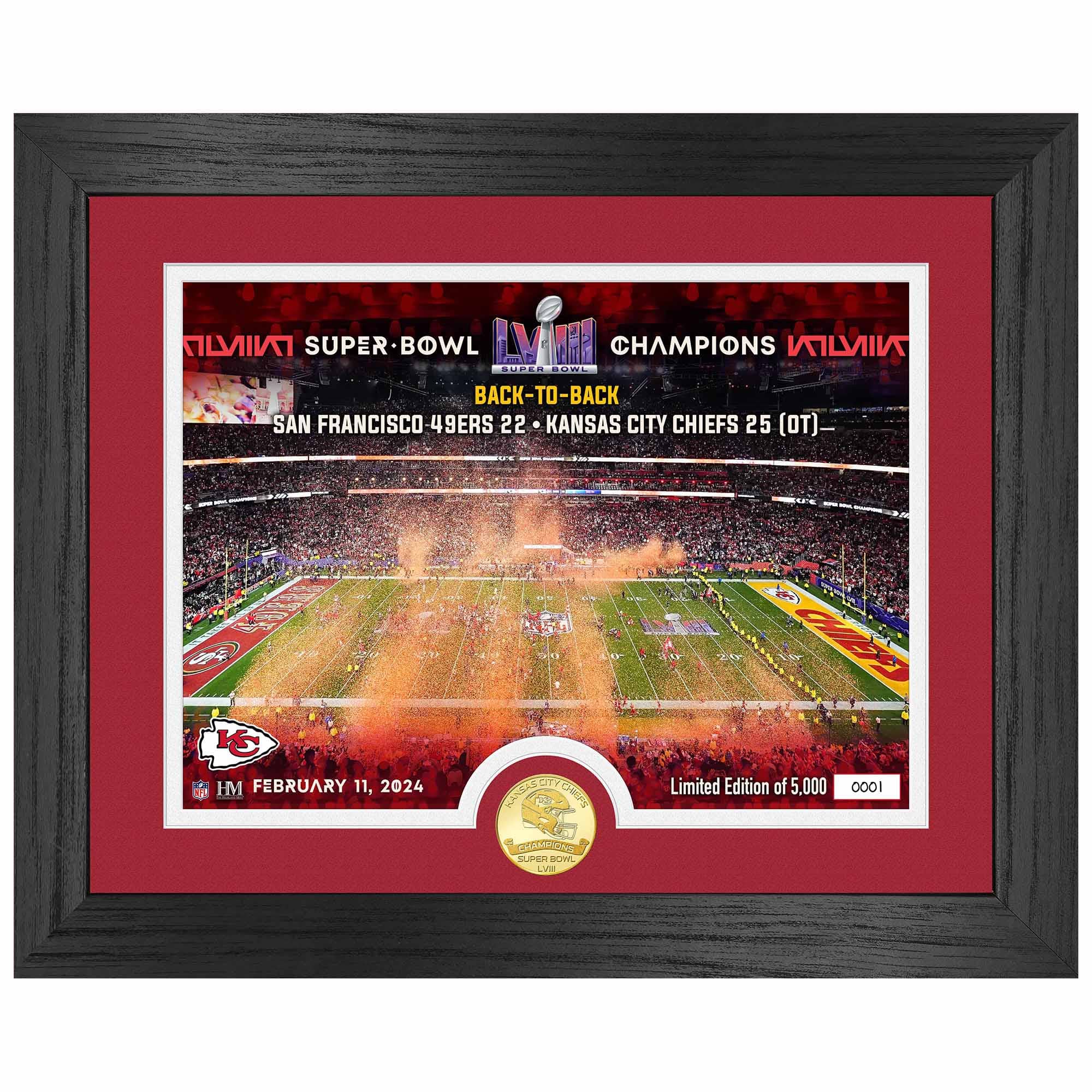 Kansas City Chiefs Super Bowl LVIII Champions Bronze Coin Celebration Framed NFL Photo