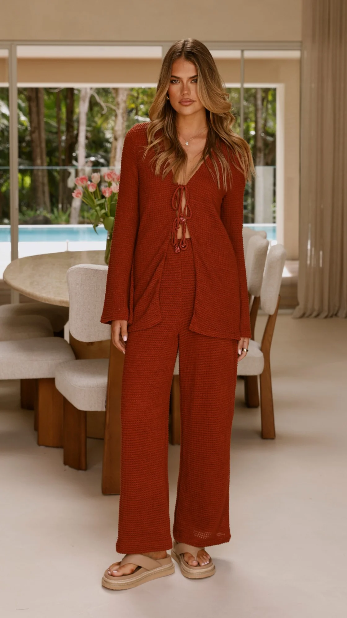 Ava Long Sleeve Top - Rust