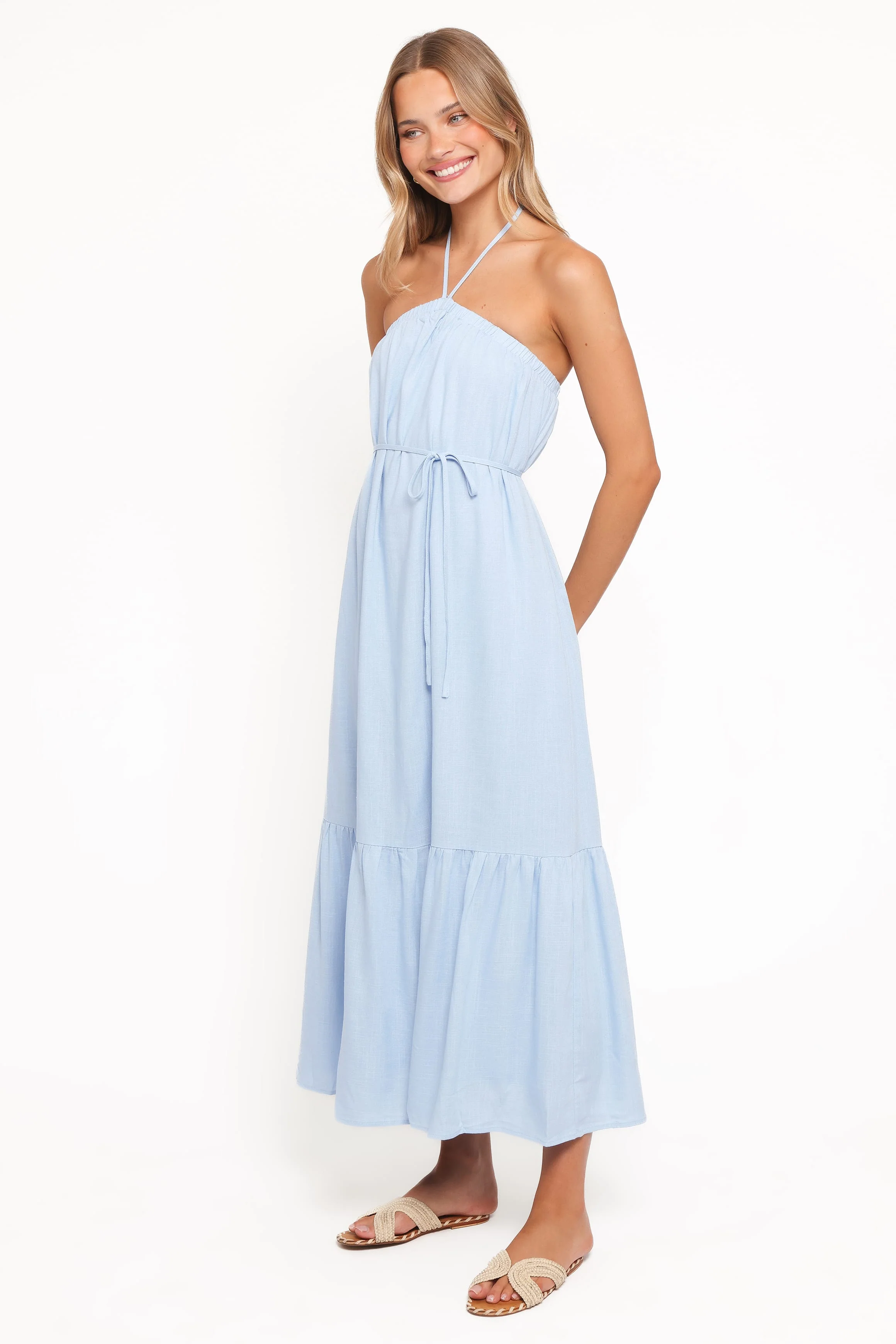 View Halterneck Maxi Dress - Pale Blue