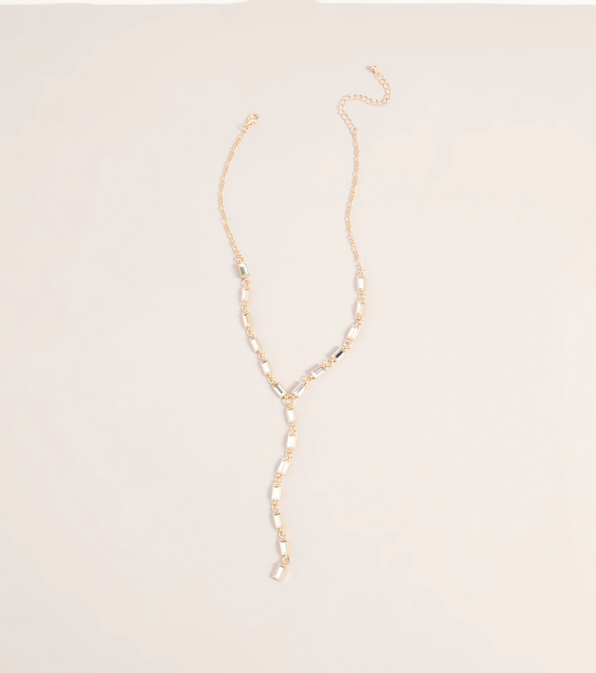 Polished Glam Rhinestone Lariat Necklace