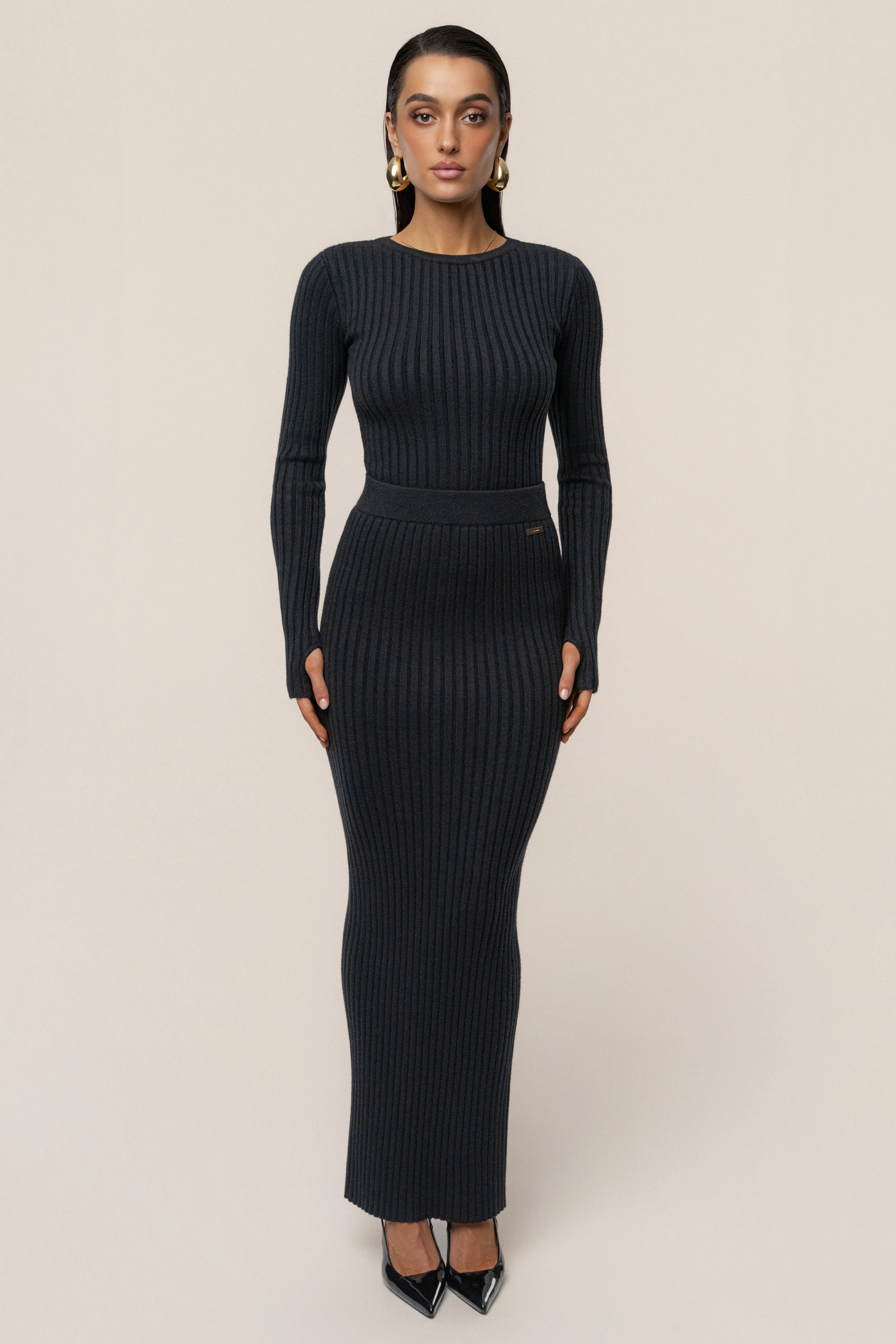 Black Overcast Ribbed Top
