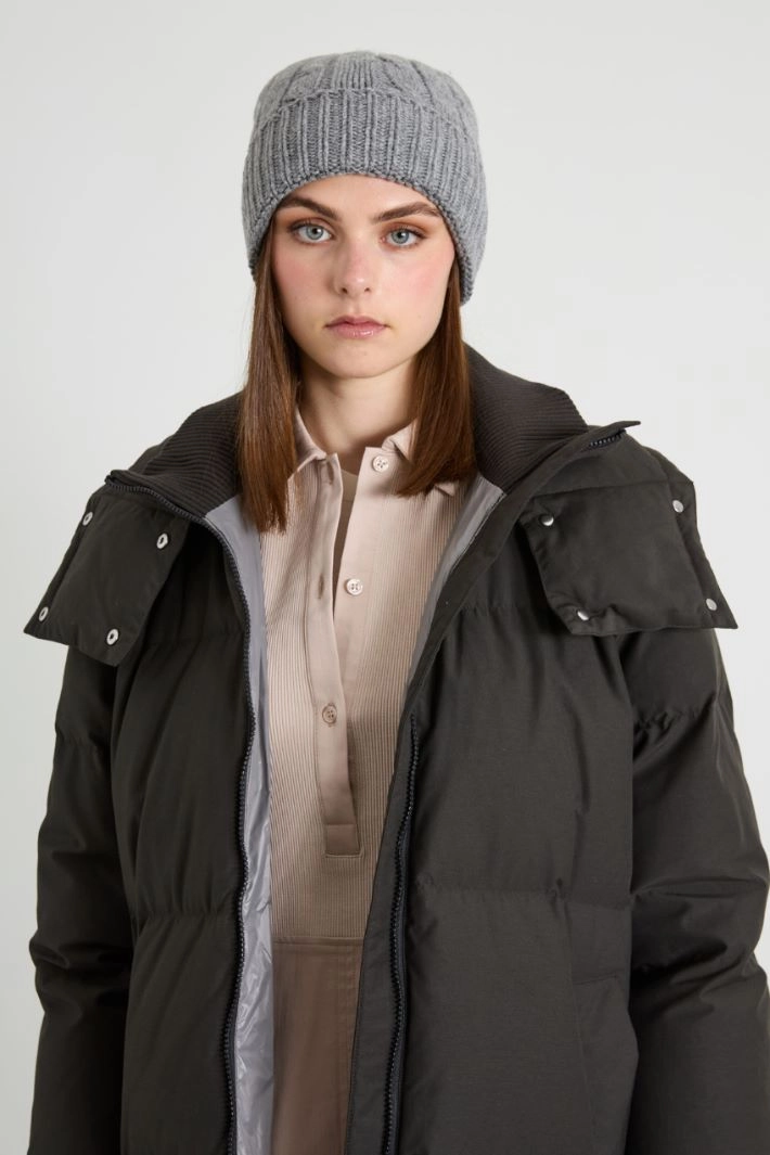 Wool braided beanie hat - LIGHT GREY