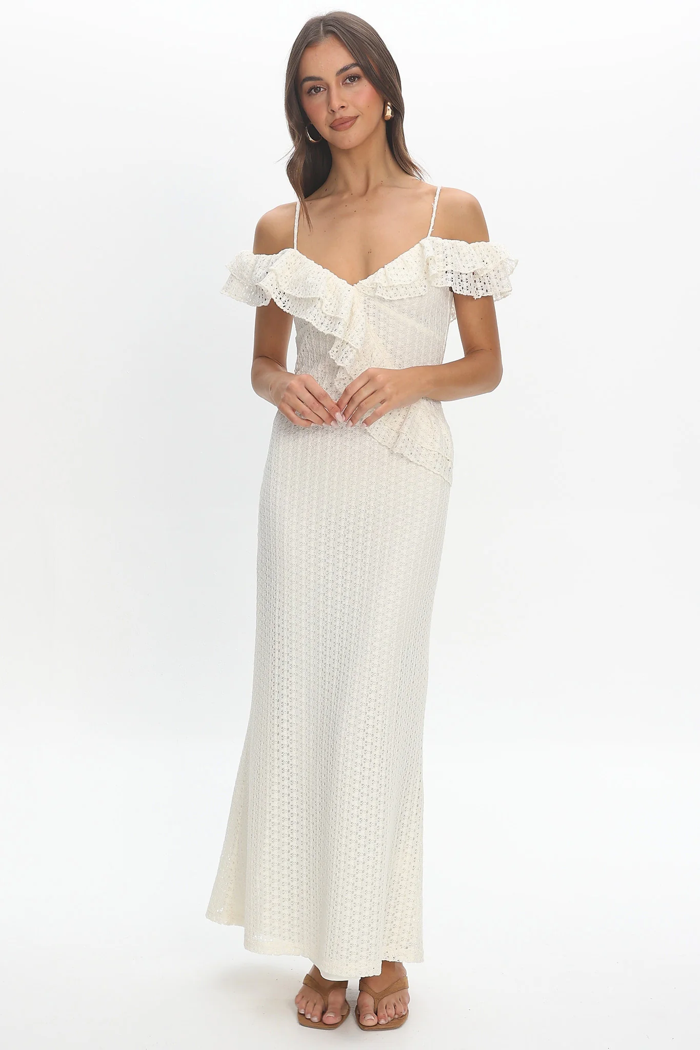 Nobleese Crochet Maxi Dress Ivory