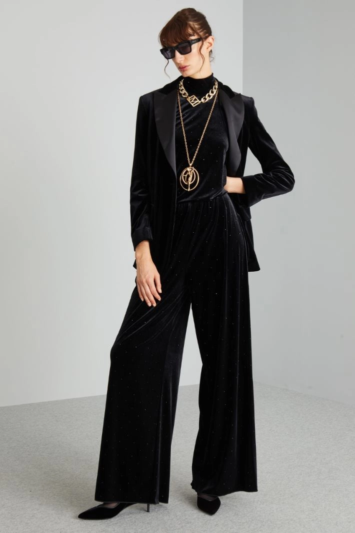 Velvet-jersey jumpsuit - BLACK