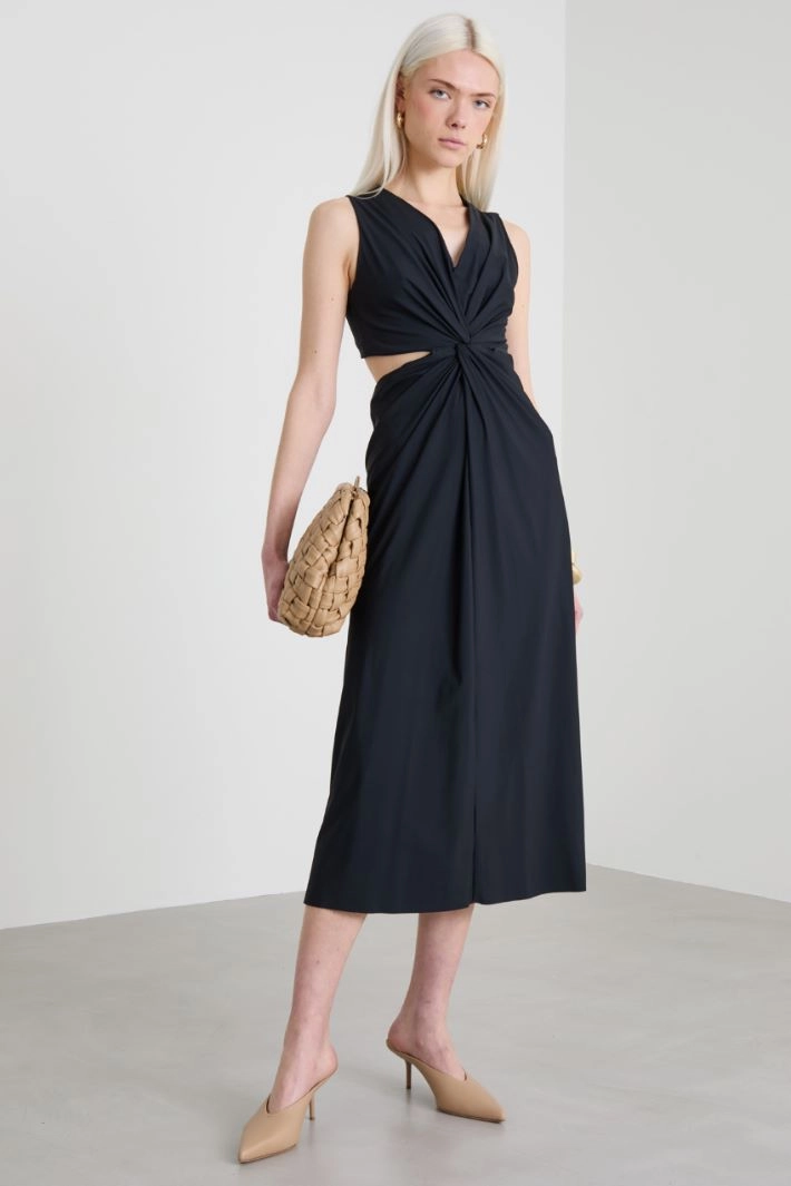 Draped jersey dress - BLACK