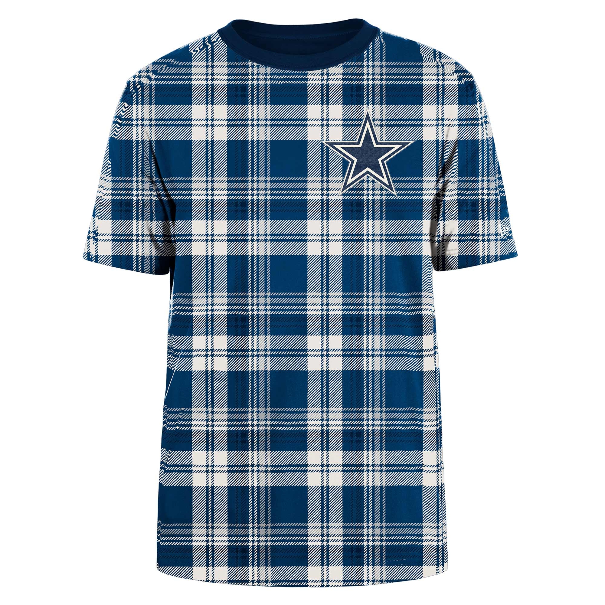 Dallas Cowboys Plaid 2024 New Era 3rd Down NFL T-Shirt Navy