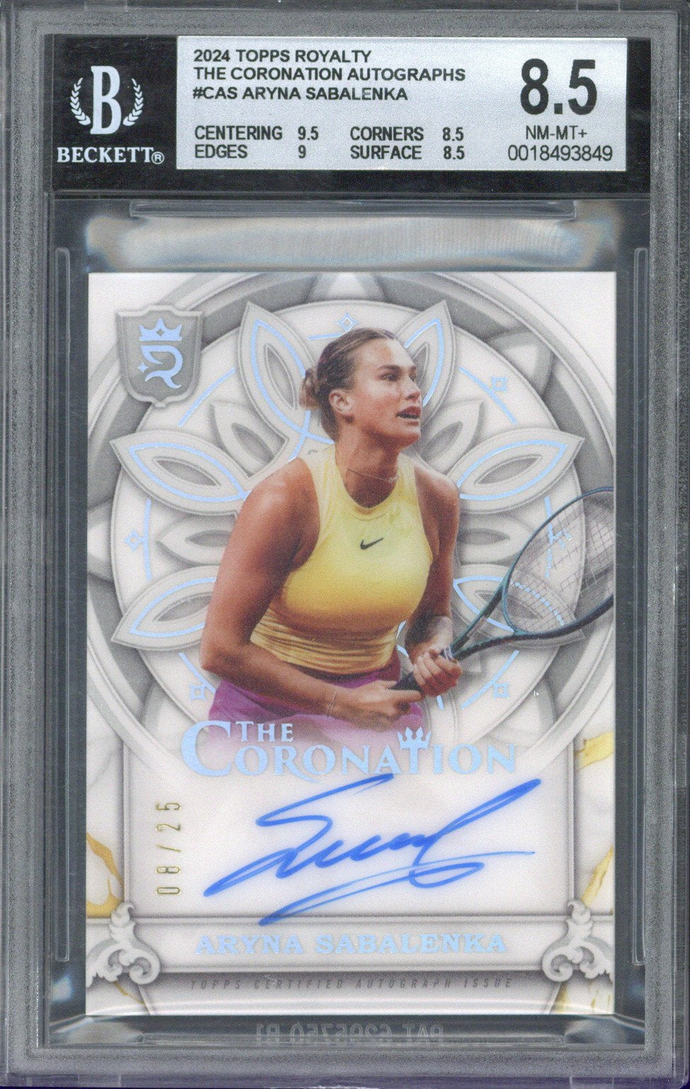 2024 Topps Chrome Tennis Aryna Sabalenka The Coronation Autograph #C-AS BGS 8.5