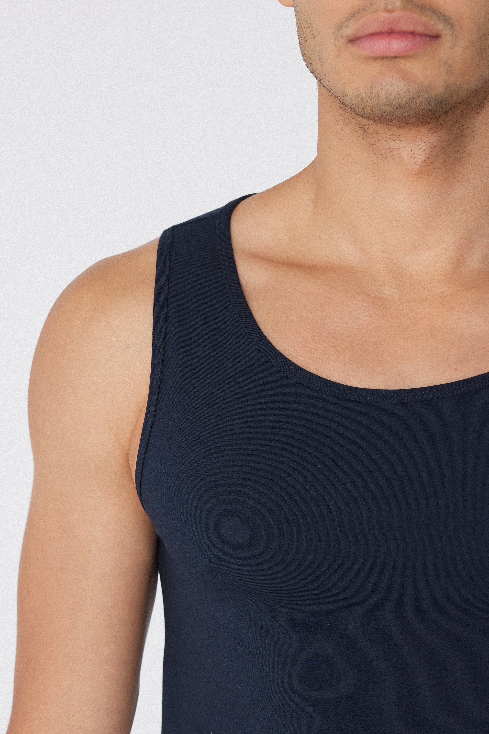 Stretch Cotton Vest with Wide Shoulder Straps