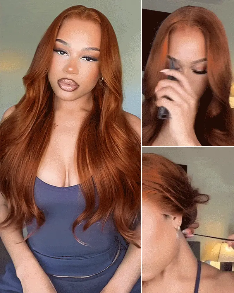 Ophirawig 13x6 Three-Go? Dark Copper Ginger Glueless Wig Loose Body Wave With Drawstring 100% Human Hair Wig