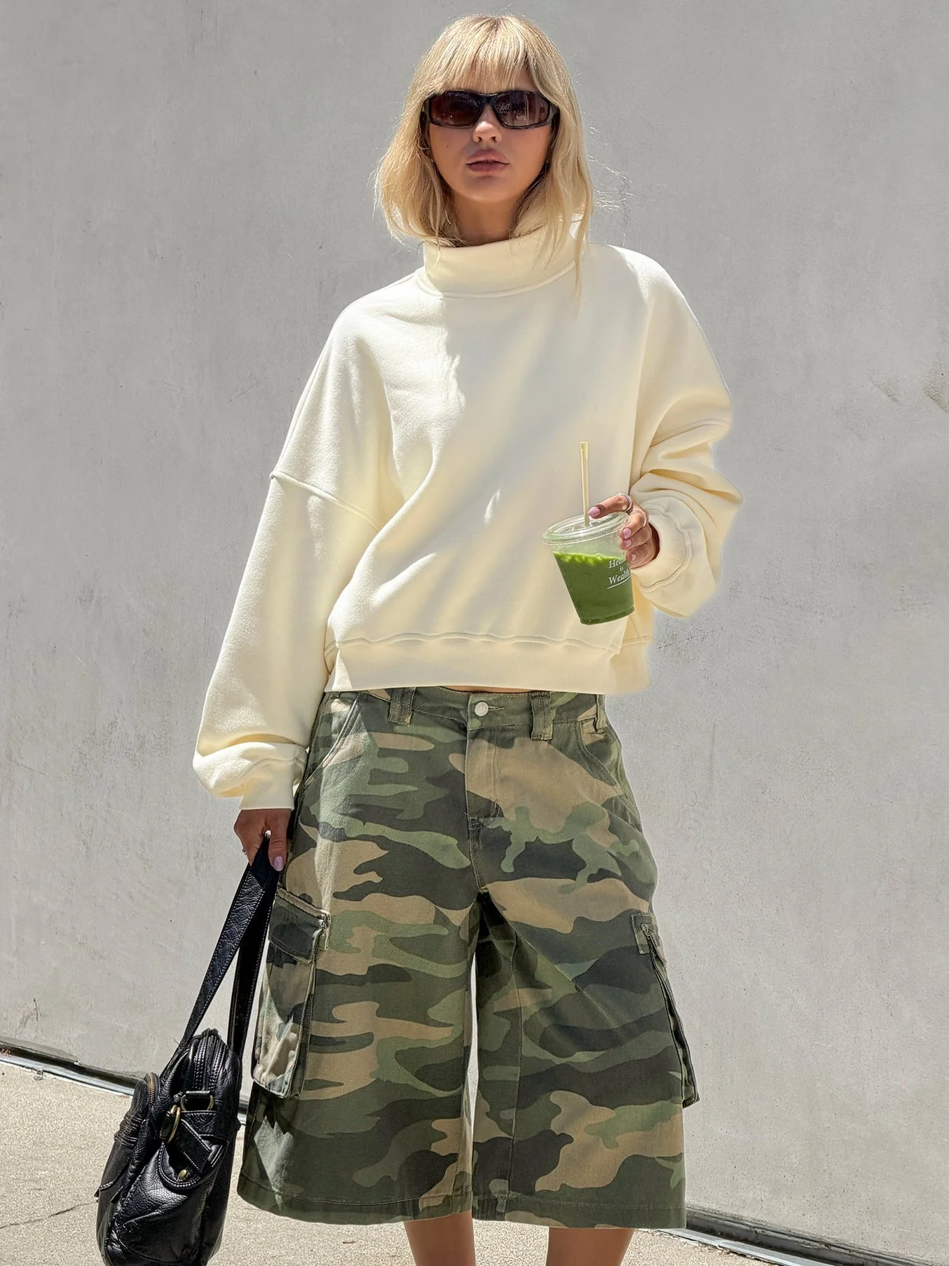 Anyya Funnel Neck Crew Jumper Cream