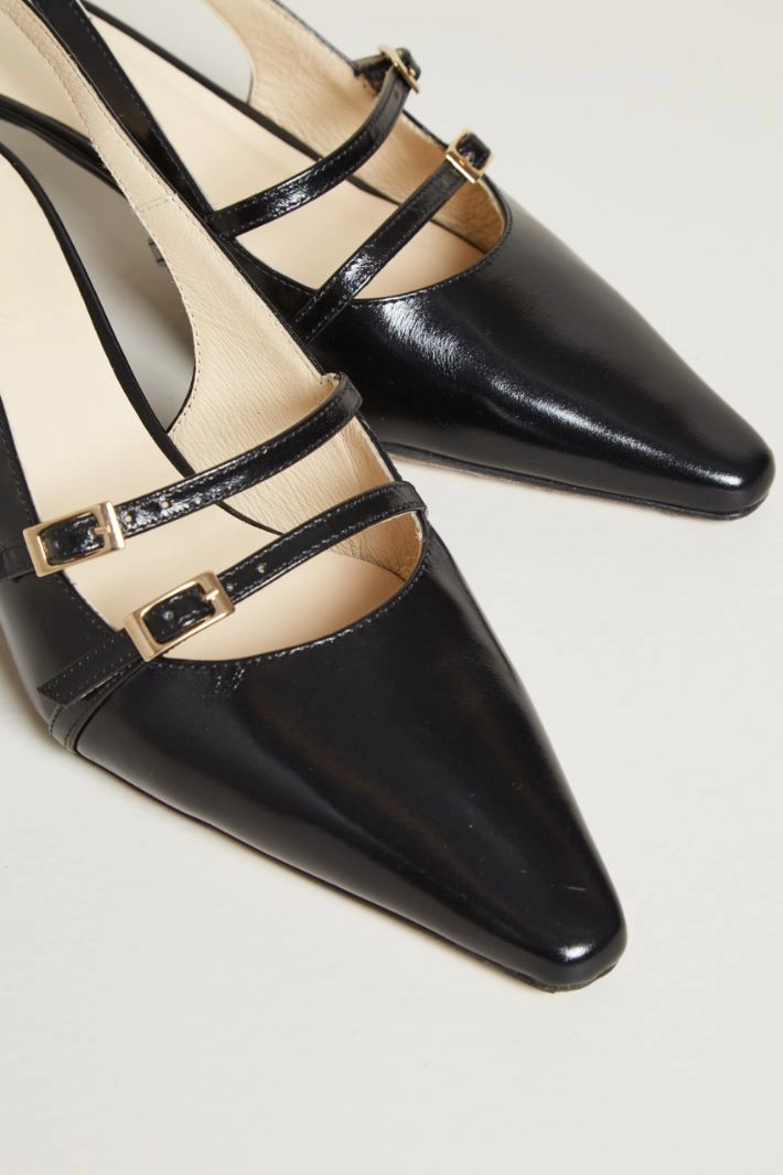 Slingback with straps - BLACK