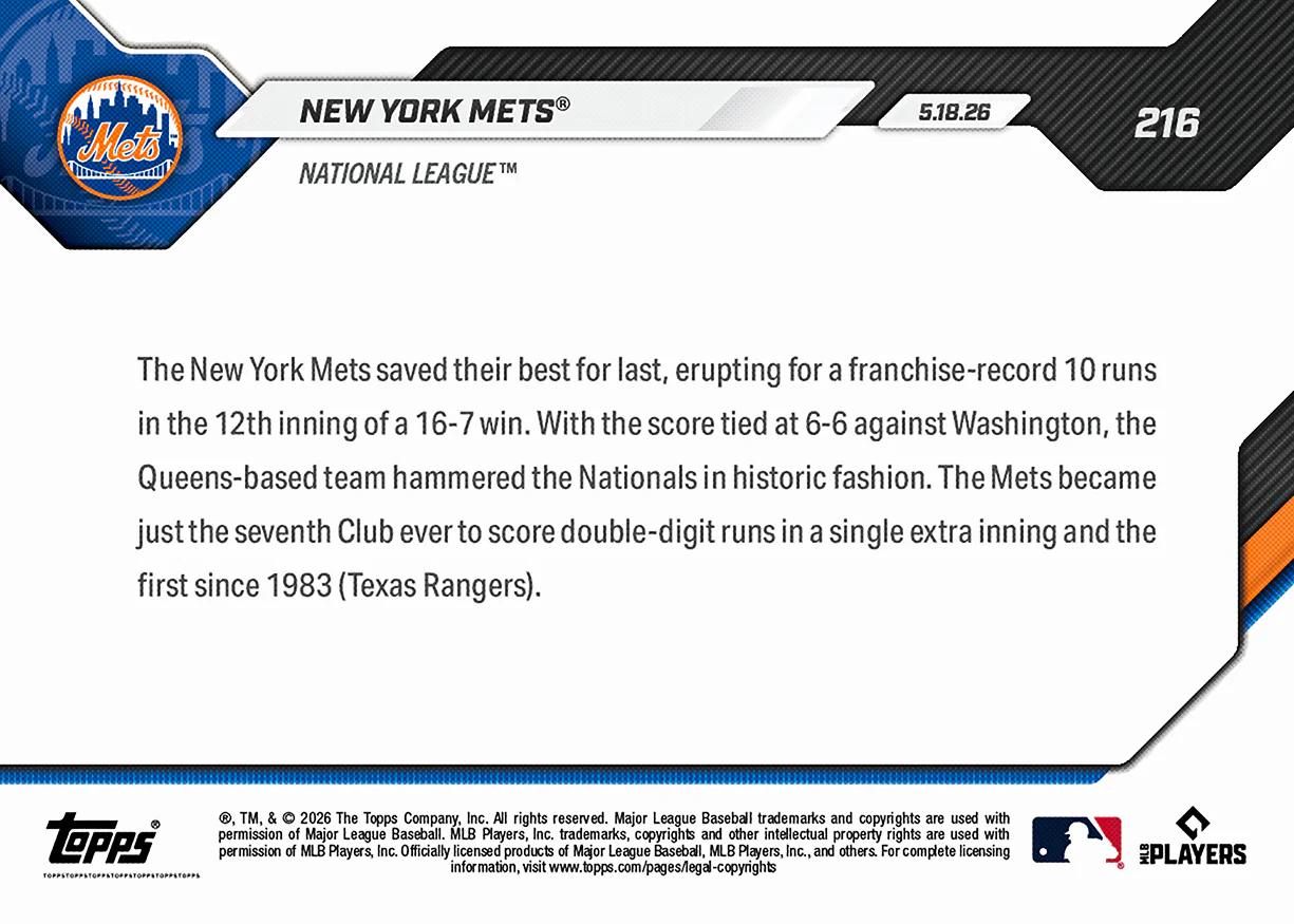 New York Mets - 2026 MLB Topps NOW® - Card 216 - PR: 598