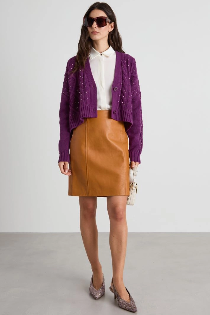 Boxy-fit rhinestone cardigan - PURPLE