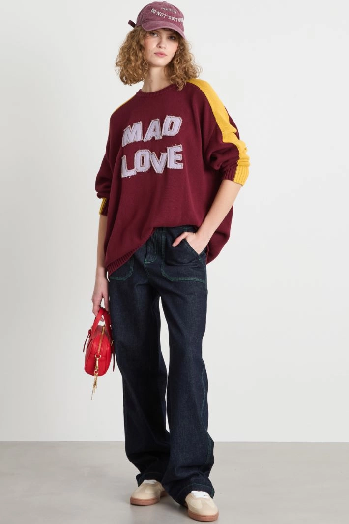 Wide-leg jeans with oversized patch pockets - DARK BLUE