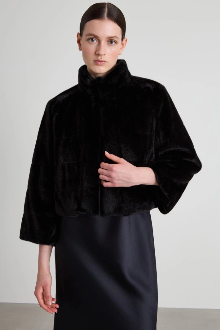 Jacket in soft and warm fabric - BLACK