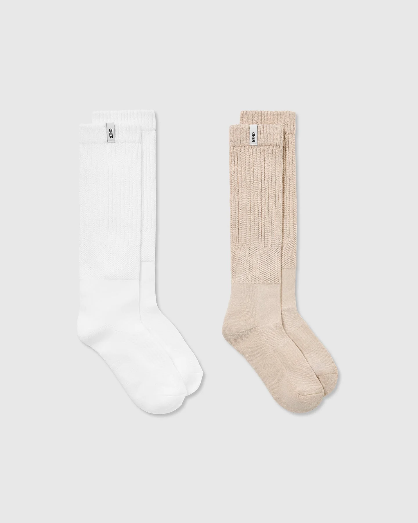 Slouchy Lounge Socks 2 Pack | Sand/White