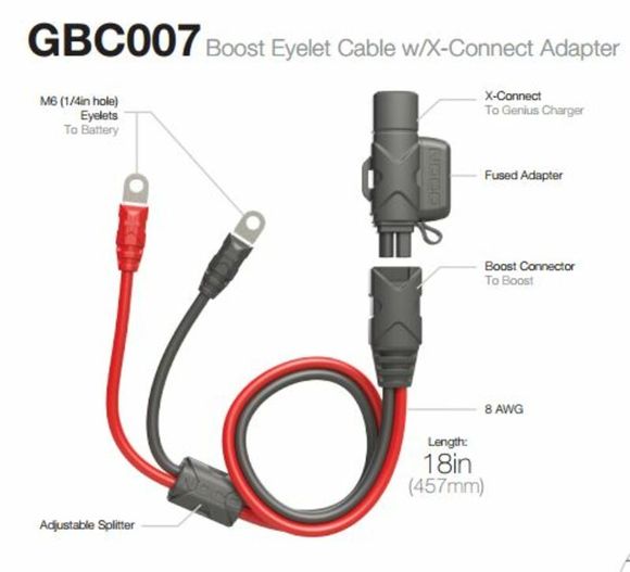 Noco Battery Charger 50cm Extension Cable Eyelet/X-Connect UniversalRef: Noco00018A / 1080909