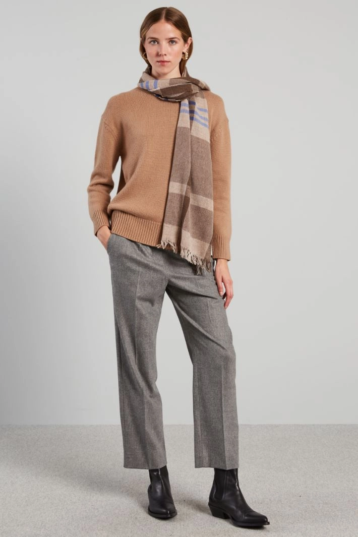 Crew.neck wool-blend sweater - CAMEL