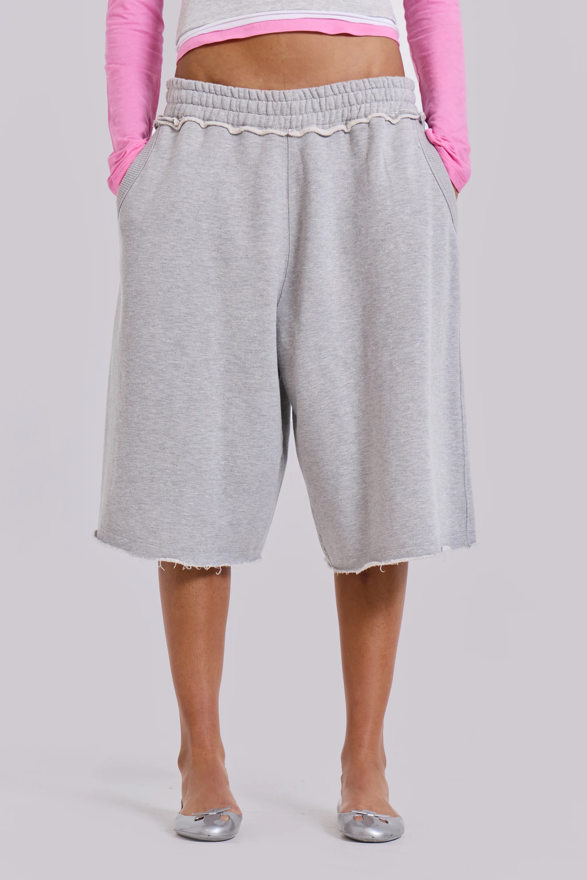 Grey Marl Monster Jogger Baggy Shorts
