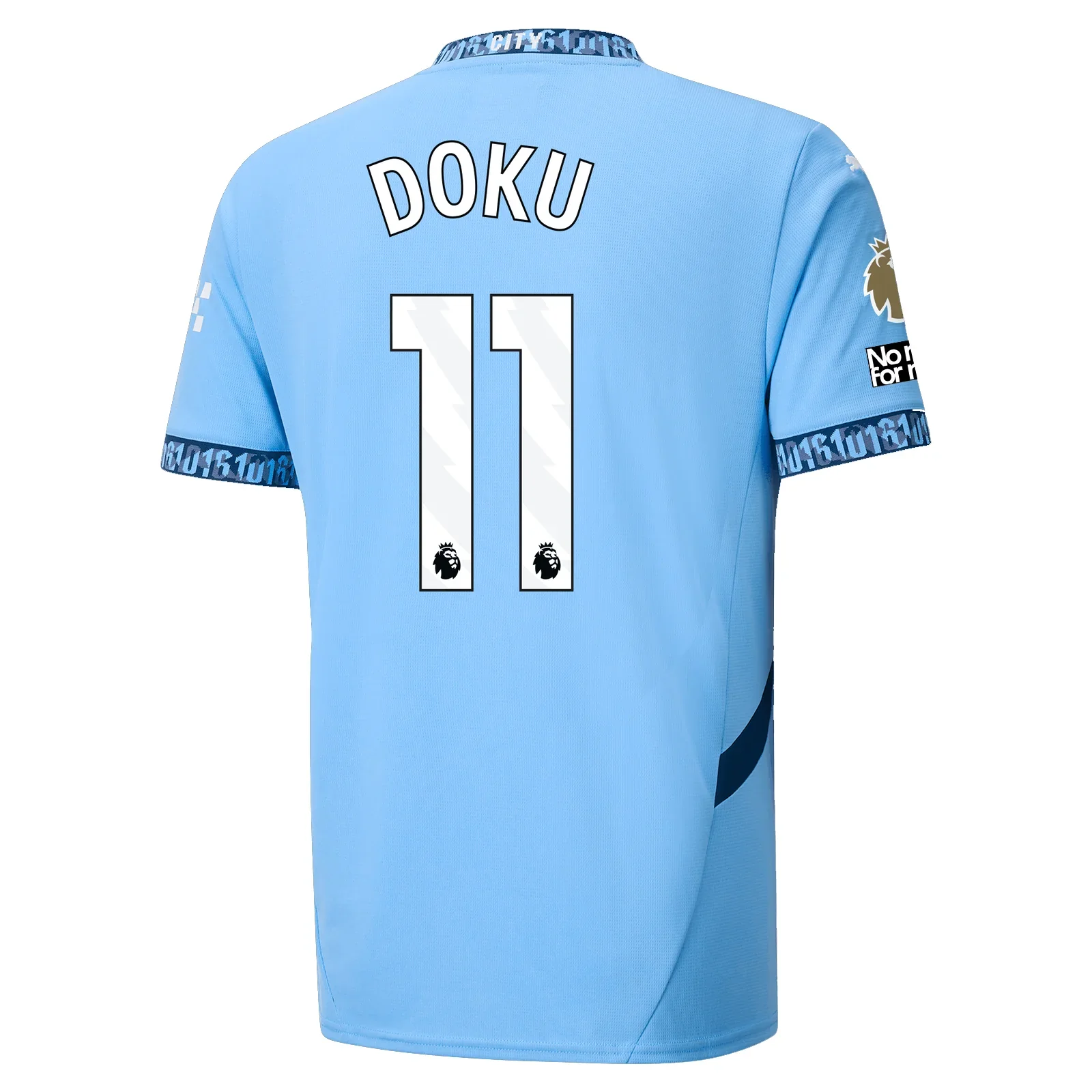Manchester City Jérémy Doku Home Jersey w/ EPL + No Room For Racism + Club World Cup Patches 24/25 (Team Light Blue/Marine Blue)