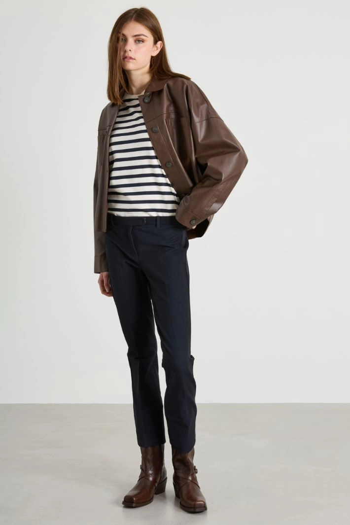 Striped crew neck T-Shirt - BLUE CREAM