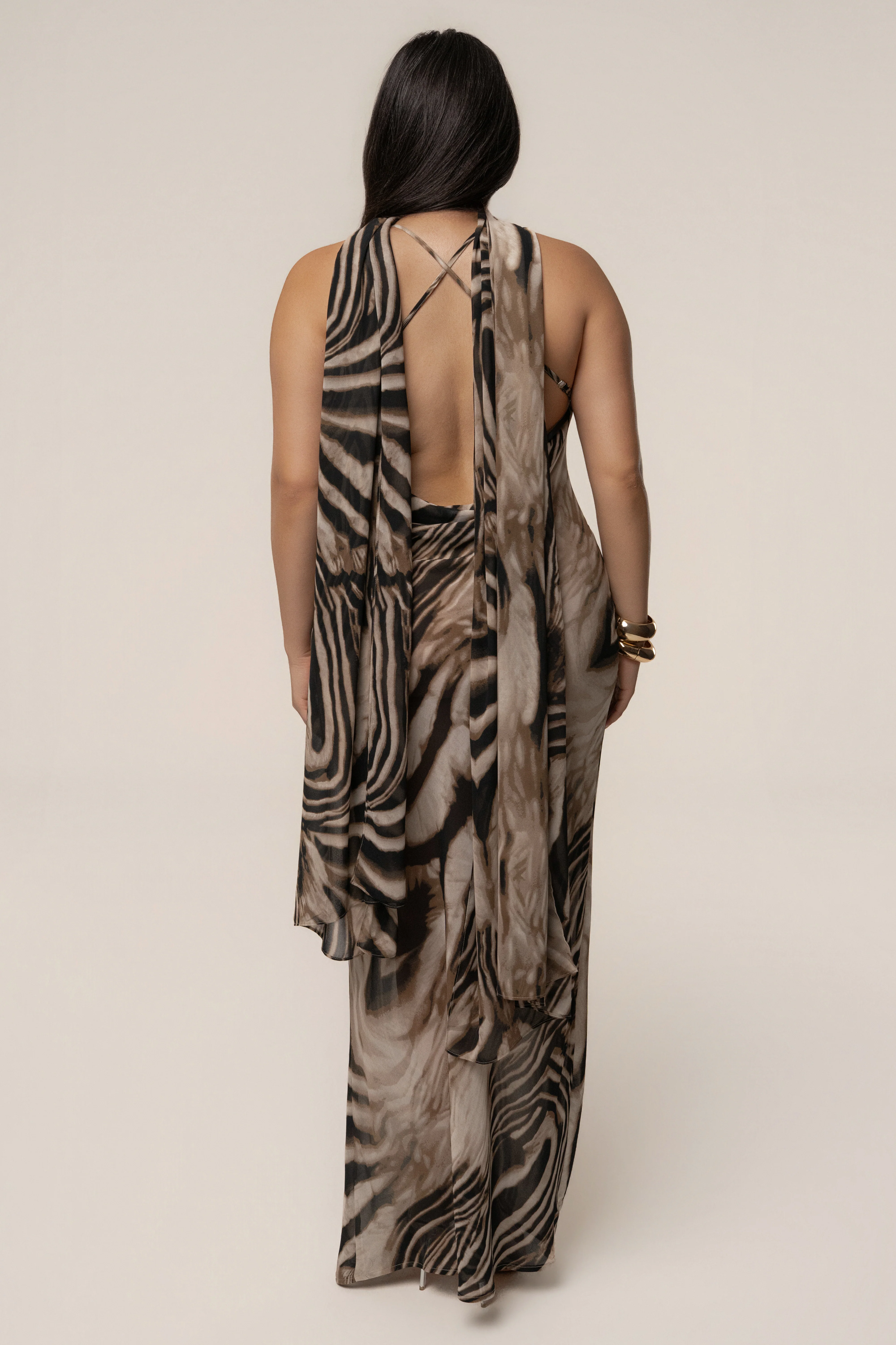Brown Zebra Print Infinite Journey Maxi Dress