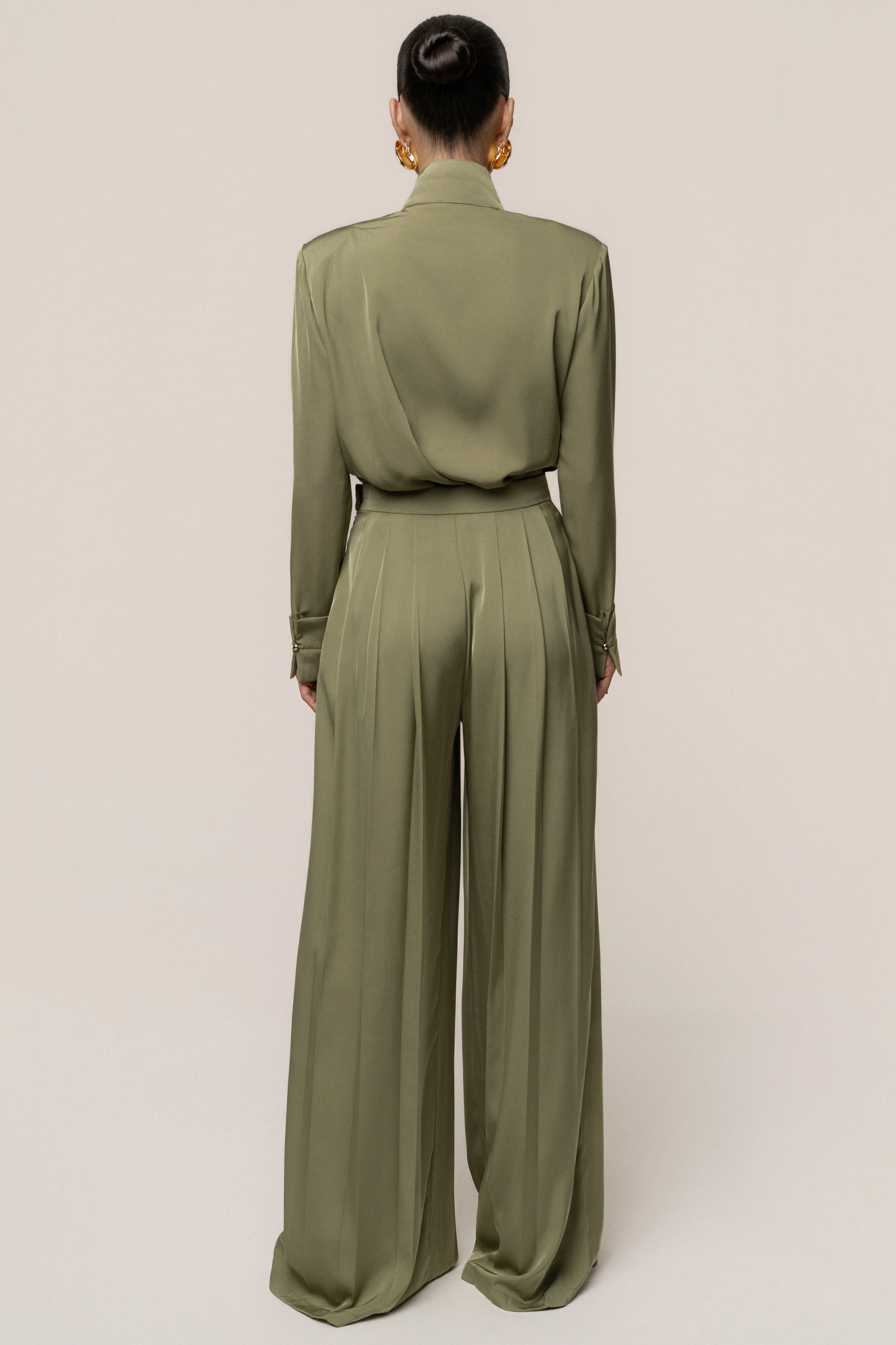 Olive Visionary Pleated Bodysuit
