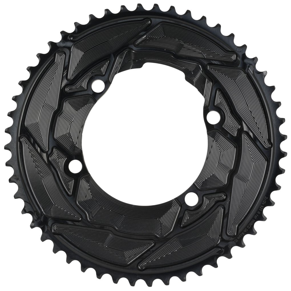 Alugear AERO Chainring  - Road | 4x BCD 110 (Shimano Asymmetric / outside) | 2x 12s - round | black