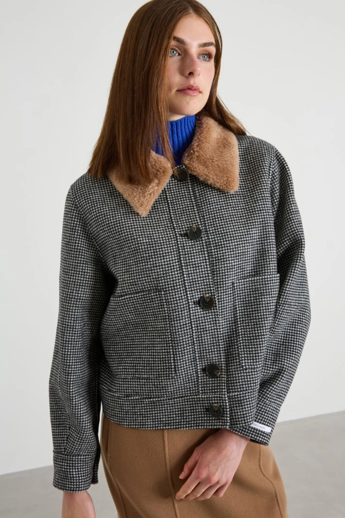 Pea coat with removable collar - BLACK