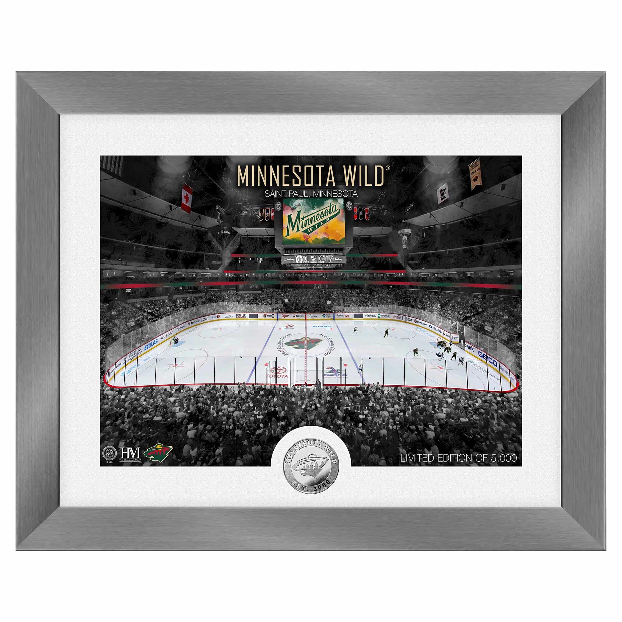Minnesota Wild Art Deco Stadium Silver Coin Framed NHL Photo